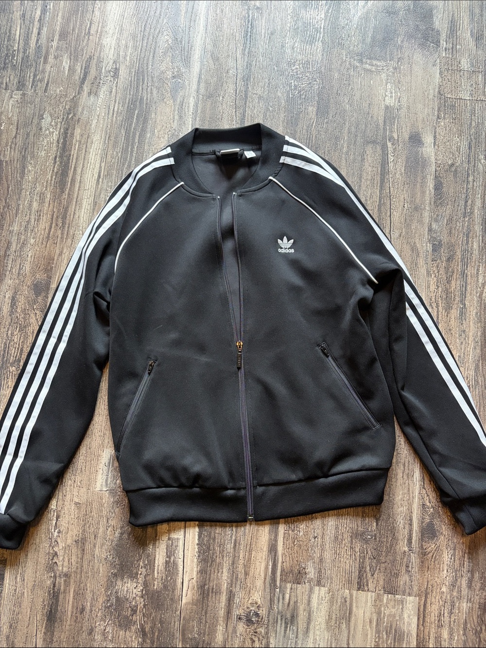 adidas Black Track Jacket and Pant set with White Three-Stripes